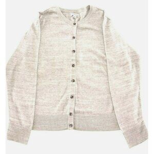 Croft & Borrow Sweater Womens Cream Brown Cardigan size Large    JH789